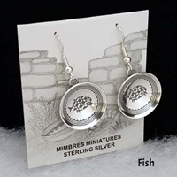 Sterling silver Mimbres Fish Earrings, bowl style, with wires.