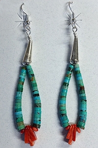 Earrings-Turquoise Heishi 
