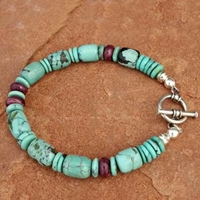 Natural Turquoise and Purple Spiney Oyster Toggle Bracelet
