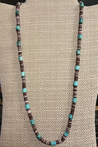 Turquoise and Violet Oyster Shell Necklace 