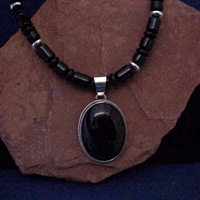 Onyx Bead Necklace and Pendant 