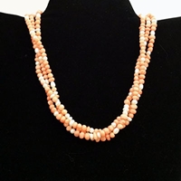 Pink Coral and Pearl Necklace 