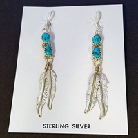 Earrings-Turquoise & Feathers 