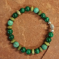 Malachite, Turquoise and Serpentine Magnet Bracelet 