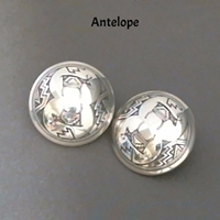 Earring-1" Clip earrings, clip, sterling, silver, round, Mimbres