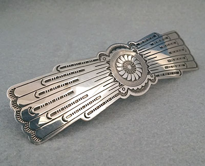 Sterling silver barrette with generous 3 7/8-inch clip.