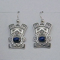 Sterling silver Bear Earrings with Lapis, wires