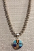 Double-Sided Pendant with Silver Bead Necklace - 1039-NL
