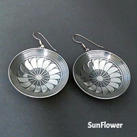Sterling silver Mimbres earrings, bowl style, SunFlower design.