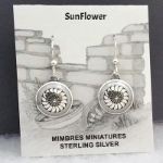 Sterling silver Mimbres Earrings, 1/2 inch size, dome style, wires-SunFlower design