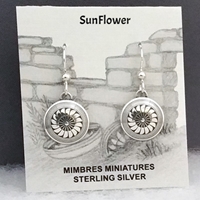 Sterling silver Mimbres Earrings, 1/2 inch size, dome style, wires-SunFlower design