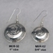 Sterling silver Mimbres earrings, 3/4 and 1 inch sizes compared.