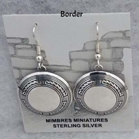 Sterling silver Mimbres Earrings, 1 inch size, dome style, wires-Border design