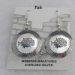 Sterling silver Mimbres Earrings, 1 inch size, dome style, wires-Fish design