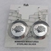 Sterling silver Mimbres Earrings, 1 inch size, dome style, wires-Fish design