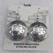 Sterling silver Mimbres Earrings, 1 inch size, dome style, wires-Turtle design