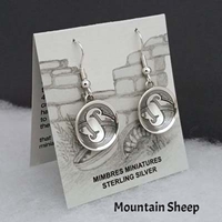 Sterling silver Mimbres earrings, bowl style, Mountain Sheep design.