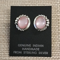 Earrings-Pink Shell sterling, silver, earrings, post, pink, Navajo