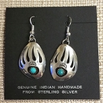 Earrings-Bear Paw turquoise, bear, paw, sterling, silver, earrings,