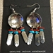 Earrings-Shield with Feathers, Coral & Turquoise - 1065-TC