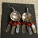 Earrings-Shield with Feathers, Coral  - 1065-C