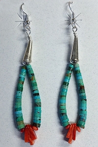 Earrings-Turquoise Heishi 