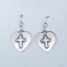 Sterling silver Heart & Cross Earrings.  Made in USA.
