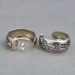 Inside view-Sterling silver post hoop earrings with The Silver Mesa's Pueblo Scroll design.