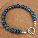 Natural Lapis and Malachite Toggle Bracelet
