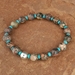 Leopard jasper and turquoise bead stretch bracelet