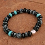 Snowflake Obsidian Stretch Bangle Bracelet 