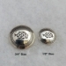 Sterling silver tie tacks comparing 3/4 inch size and 1/2 inch size.