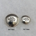 Sterling silver tie tacks comparing 3/4 inch size and 1/2 inch size.