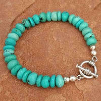 Hand-cut Turquoise Bead Toggle Bracelet