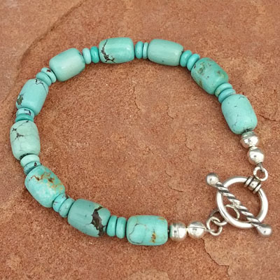 Natural Turquoise Bead Toggle Bracelet