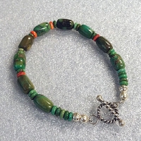 Turquoise and Orange Spiney Toggle Bracelet 