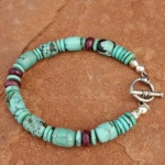 Natural Turquoise and Purple Spiney Oyster Toggle Bracelet