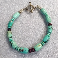 Turquoise and Purple Spiney Toggle Bracelet 