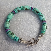 Turquoise and Sugilite Toggle Bracelet 