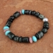 Natural Bead Stretch Bracelet with Arizona Zebra Agate and Blue Gem Turquoise