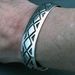The Silver Mesa's half-inch wide sterling silver cuff bracelet.  Hand stamped Diamond Back design.  Native American made.