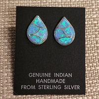 Earrings-Blue Opal Inlay Teardrops 