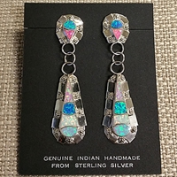 Earrings-Opal Inlay Post Dangle 