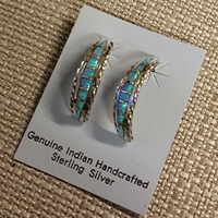 Earrings-Opal Inlay Half Hoops 