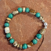 Turquoise and Picture Jasper Magnet Bracelet 