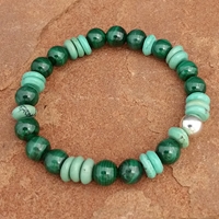 Natural turquoise and malachite bead stretch bracelet