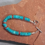 Turquoise and Spiney Oyster Toggle Bracelet 