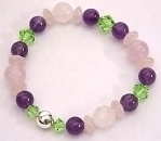 Rose Quartz and Amethyst Stretch Bangle Bracelet 