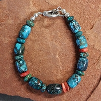 Turquoise and Spiney Oyster Toggle Bracelet 