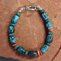 Turquoise and Spiney Oyster Toggle Bracelet 